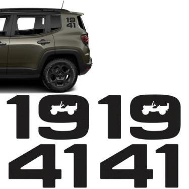 Imagem de Adesivos 1941 Para Jeep Willys Renegade 2025 Preto Par - SPORTINOX