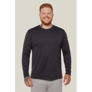Imagem de Camiseta UV Masculina Plus Size Manga Longa UV 50+ WSS Brasil, Preto, 