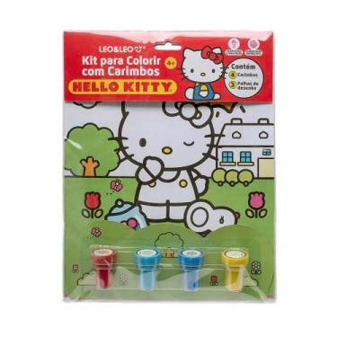 Imagem de Kit para Colorir com Carimbos Hello Kitty - Blister c/ 3 Desenhos + 4 