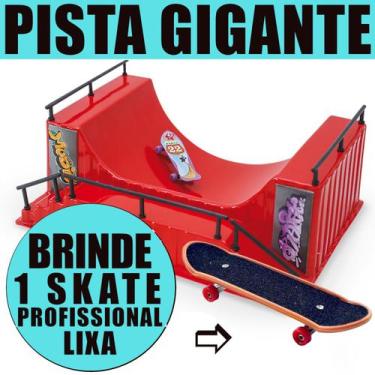 Imagem de Pista de skate dedo profissional rampa e corrimão completa vermelho lo