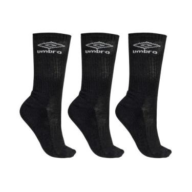 Imagem de Meia umbro tripack cano longo ref u23pf00050 unissex, 43, Preto