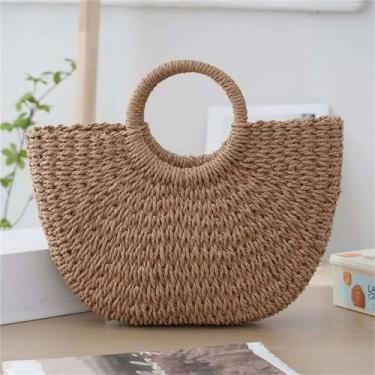 Imagem de Bolsa Palha Artesanal Meia Lua Grande Alça de mão - Casual, praia, ver