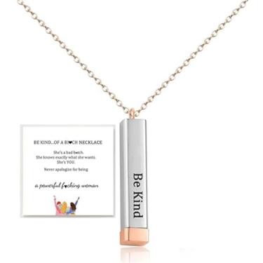 Imagem de ASHMITA Colar de tubo motivacional para mulheres, pingente quadrado de aço inoxidável com mensagem oculta inspiradora para meninas, presentes de Natal, melhores amigas, irmãs, joias, Aço inoxidável,