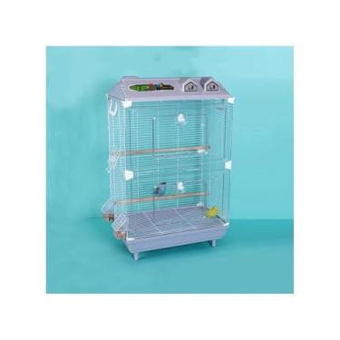 Imagem de Gaiola para pássaros, acrílico, transparente, visualização de papagaio, gaiola de pássaro, arame de três lados, chassi grande, ninho de pássaro (cinza)