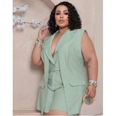 Imagem de Conjunto Plus Size Feminino Colete Duplo E Short Casual - RezesModa, V