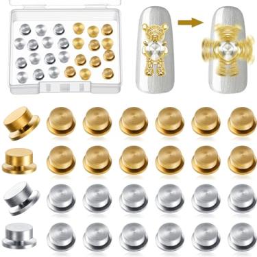 Imagem de Leelosp 30 peças de berloques giratórios para unhas, arte de unhas, anéis de ferramentas de arte de rolamento, joias giratórias, 3D, para mulheres, meninas, artesanato, acessórios de joias (prata e