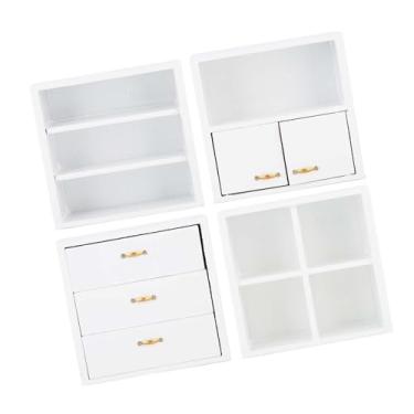 Imagem de Generic Mini Armário de Madeira, Brinquedo Durável Portátil, para Armário de Casa de Bonecas (Branco)