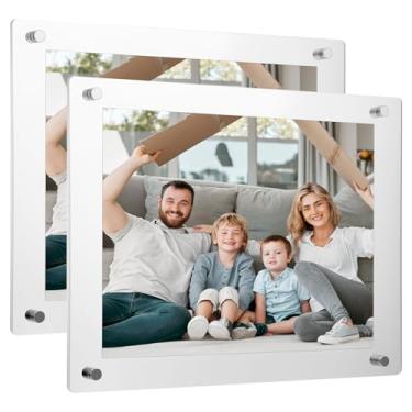 Imagem de JOUTYFOR Pacote com 2 molduras de acrílico de 21 x 27 cm, moldura transparente para parede, molduras modernas sem moldura, cubos quadrados transparentes, porta-retratos flutuantes, presente para