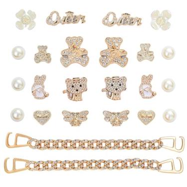 Imagem de Pingentes de sapatos brilhantes para mulheres, joias fofas acessórios de sapato para meninas, correntes de sapato para sandálias de tamanco, Dourado, Medium