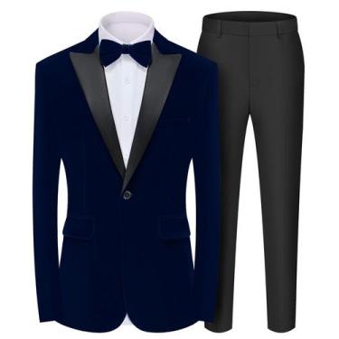 Imagem de Terno de veludo MAGE MALE de 2 peças para homens Peak Lapel Slim Fit