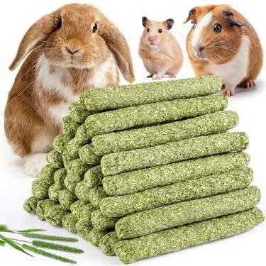 Imagem de Sofier 40 peças de palitos de feno Timothy para coelho, porquinho-da-índia, hamster - petiscos naturais e mastigáveis para dentes - chinchila, rato, gerbil