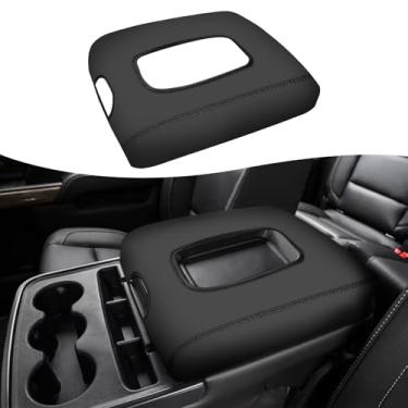 Imagem de Rifoda Para Chevy Silverado & GMC Sierra 2014 2015 2016 2017 2018 Capa de couro de microfibra para assento de salto almofada central acessórios de decoração de proteção de carro (preto com pontos