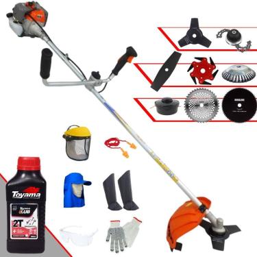 Imagem de Roçadeira Lateral Vulcan VR330-P À Gasolina 33cc 1,2HP Para Todos os Tipos de Trabalho Com Carretel + Kit de 7 Opções de Cortes + EPI + ÓLEO TOYAMA