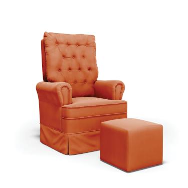 Imagem de Poltrona de Amamentação com Balanço e Puff Laura Veludo Ferrugem TB125 Base de Madeira G01 - D'Rossi