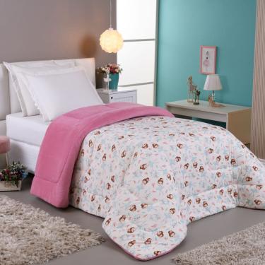 Imagem de Edredom Diverkids Solteiro Infantil Malha Estampada 1 Peça - Bailarina Rosa