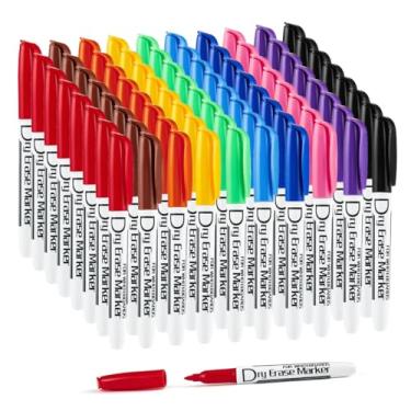 Imagem de Volcanics Marcadores apagáveis a seco de baixo odor para quadro branco fino caixa fina de 80, 10 cores