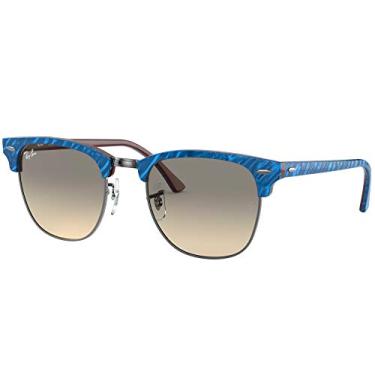 Imagem de Óculos de sol Ray-Ban RB3016 Clubmaster Square, azul enrugado sobre marrom/cinza gradiente transparente, 51 mm