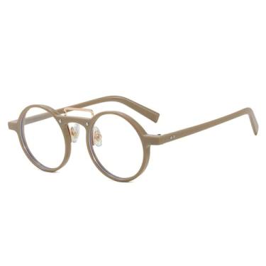 Imagem de Óculos de Sol Redondos Pequenos Femininos com Lentes Gradientes UV400, Rebites, Estilo Punk Masculino, Armação Transparente para Esportes ao Ar Livre, Corrida e Ciclismo, Cor Cáqui Transparente