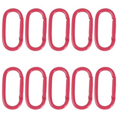 Imagem de 10 anéis ovais de liga de mola, anel de chave de mola de metal, ganchos de pressão, clipe para bolsas, chaveiro, fivela, suporte seguro de metal, rosa velha