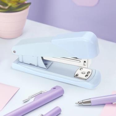 Imagem de Grampeador colorido Macaron para trabalho de mesa - grampeador pequeno para uso em casa, escola, negócios, grampeamento suave com design ergonômico