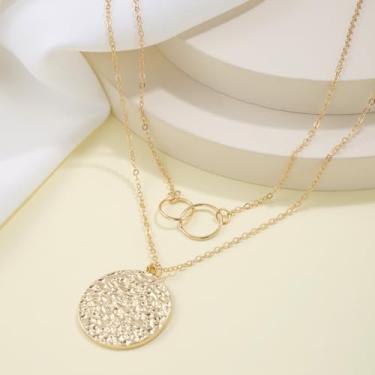 Imagem de 1 colar elegante de camada dupla, círculo de moedas, joia feminina, para festa, formatura, decoração diária