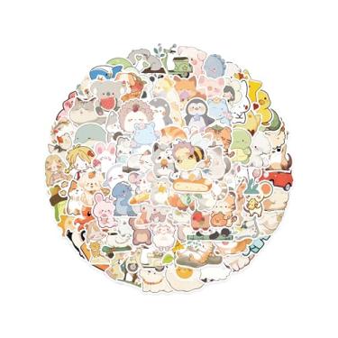 Imagem de 100 adesivos fofos, adesivos de garrafa de água à prova d'água, pacote de adesivos de vinil para laptop, prêmios de sala de aula para estudantes, animal de tinta