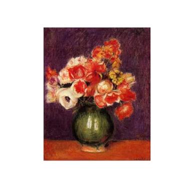 Imagem de Pôster e impressões em tela de flores vintage - reprodução de pintura de arte de parede famosa - Flores em vaso 2 imagens para sala de estar 70 x 85 cm 27 x 33 polegadas sem moldura