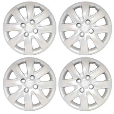 Imagem de Genérico Kit 4 Calotas Aro 14 Compatível com Ka+ Ka Fiesta Focus 2015, Plástico, Acabamento Pintado, Prata, Fixação por Encaixe (Prata c/emblema preto)