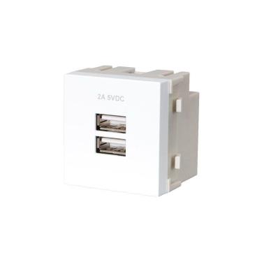 Imagem de Módulo Tomada Duplo Carregador Usb-a Margirius Sleek 2a 10W Branco