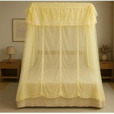 Imagem de Mosquiteiro Completo com Ferro para Cama Casal/Box/Queen – Estrutura Metálica Reforçada, Renda Volta ao Mundo, Instalação Fácil e Alta Proteção Anti-Mosquito – Oferta Limitada(Amarelo)