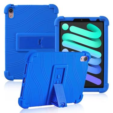 Imagem de ATOOZ Capa para iPad Mini 7 2024 (A17 Pro), iPad Mini 7ª/Mini 6ª geração para crianças (2024/2021) com suporte, capa de silicone para iPad Mini 6 21.1 cm (azul)