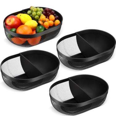Imagem de Maxdot Pacote com 4 cestas de malha de arame para armazenamento de mesa e organização de lanches, organizador oval de metal, cestas de frutas, jardim, para cozinha, piquenique, armário de colheita