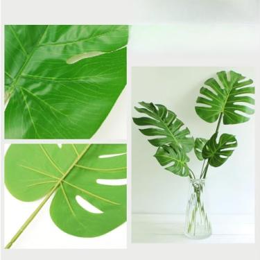 Imagem de Folhas Artificial Verde Planta Folhas Costela De Adão Artificiais Para Decoração Plantas Seca Artificial(5unidade（1grande+2médio+2peque)