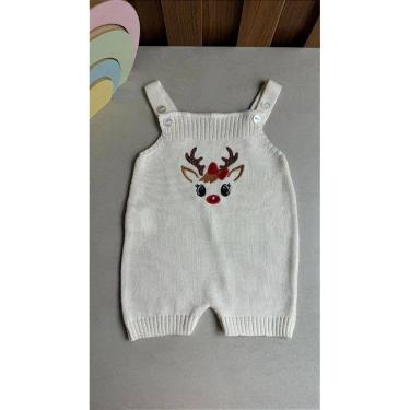 Imagem de Jardineira Romper Natal Rena Com Laço Pérola