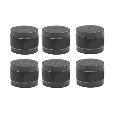 Imagem de Pacote com 6 fitas adesivas para raquete de tênis, poliuretano fosco, antiderrapante, absorção de suor, fita de badminton, acessório esportivo para tênis (preto)