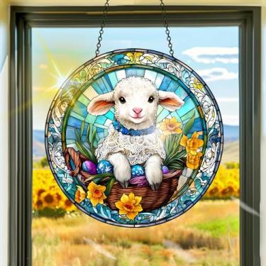 Imagem de Acrílico colorido, apanhadores de sol, decoração de janela pendurada de ovelhas, arte de parede de arco-íris, para sala de estar, quarto, varanda, interior e exterior, jardim, enfeites de Natal 19 x