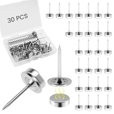 Imagem de Aifeier ET Pacote com 30 pinos magnéticos, tachas de polegar magnéticas para quadro de avisos de cortiça, ganchos decorativos para pendurar pôsteres de fotos de parede, kit de acessórios para quadro