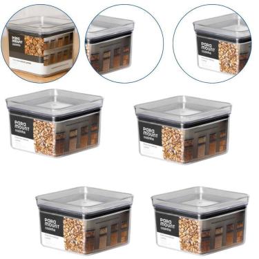 Imagem de Kit 4 Pote Para Alimentos Tampa Hermética Organizador 830Ml