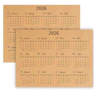 Imagem de Etiquetas de calendário 2026, 12 x 17 cm, Kraft 2025, mini agenda, agenda, agenda, mensal, para caderno, suprimentos diários (pacote com 8)