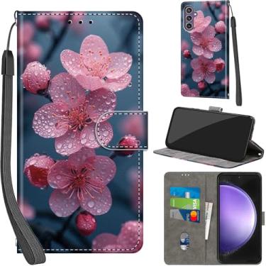 Imagem de Salanheo Capa carteira para Samsung Galaxy S23 FE 5G, com [3 compartimentos para cartões], fecho magnético com suporte, couro PU, capa flip protetora à prova de choque de 6,4 polegadas, flor de