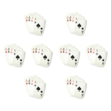 Imagem de KitBeads 8 peças de contas brancas de cartas de baralho com tons de ás de copas, contas de porcelana feitas à mão, para fazer joias, pulseiras, colares, canetas, artesanato