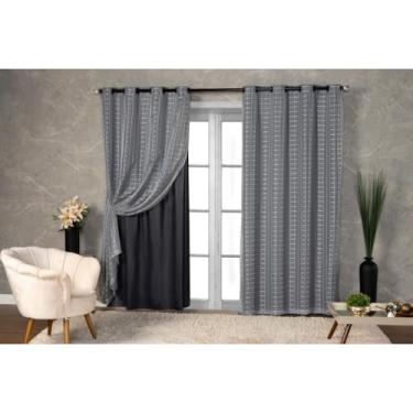 Imagem de Cortina Blackout prata 2,80 m x 2,30 m com Xadrez para sala quarto porta balcão(CINZA,2.00mt LARGURA x 1.40mt ALTURA)