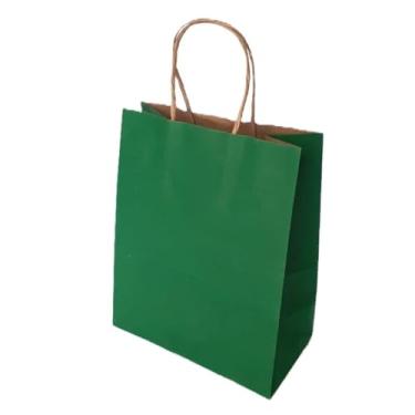 Imagem de Sacola LC Liso Papel Kraft Natural Alça Natural 9,5x7,5x14,5 c/10un (Verde)