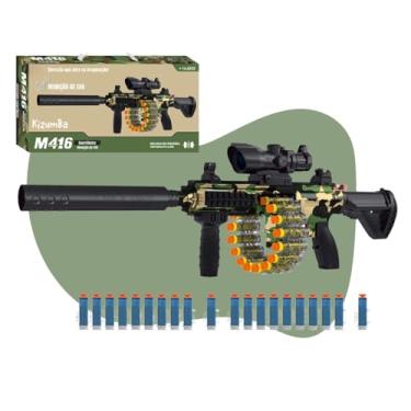 Imagem de Pistola Brinquedo M416 Com Tambor Giratório E Dardos Espuma Infantil Seguro Semi Automática Tipo Nerf Infantil Kizumba