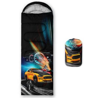 Imagem de Saco de dormir Axolotl Yellow Racing Car para meninos e crianças