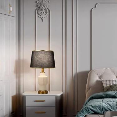 Imagem de Luminária de mesa contemporânea de cerâmica com LED, estilo americano, para sala de estar, quarto, escritório, casa de campo ou hotel, com design retrô e criativo (Estilo 1)