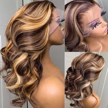 Imagem de Perucas frontais de renda 360 AMIRTY Honey Blonde Body Wave 200% de de