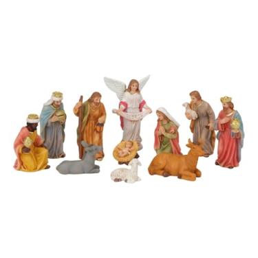 Imagem de Kuntesetty Conjunto de miniaturas de presépio de Natal, estátua da Sagrada Família, pequeno Jesus de resina