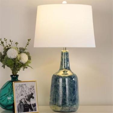 Imagem de Luminária de mesa contemporânea de cerâmica, estilo americano, luxuosa, com LED, para sala de estar, quarto, escritório, casa de campo, hotel ou mesa de cabeceira (Estilo 154)