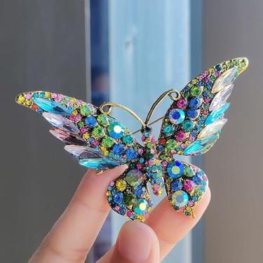 Imagem de Broche de borboleta elegante broche de lapela de strass distintivo delicado joias de casamento acessórios de terno para o dia a dia, 1 count (pack of 1), Liga de aço, Zircônia cúbica